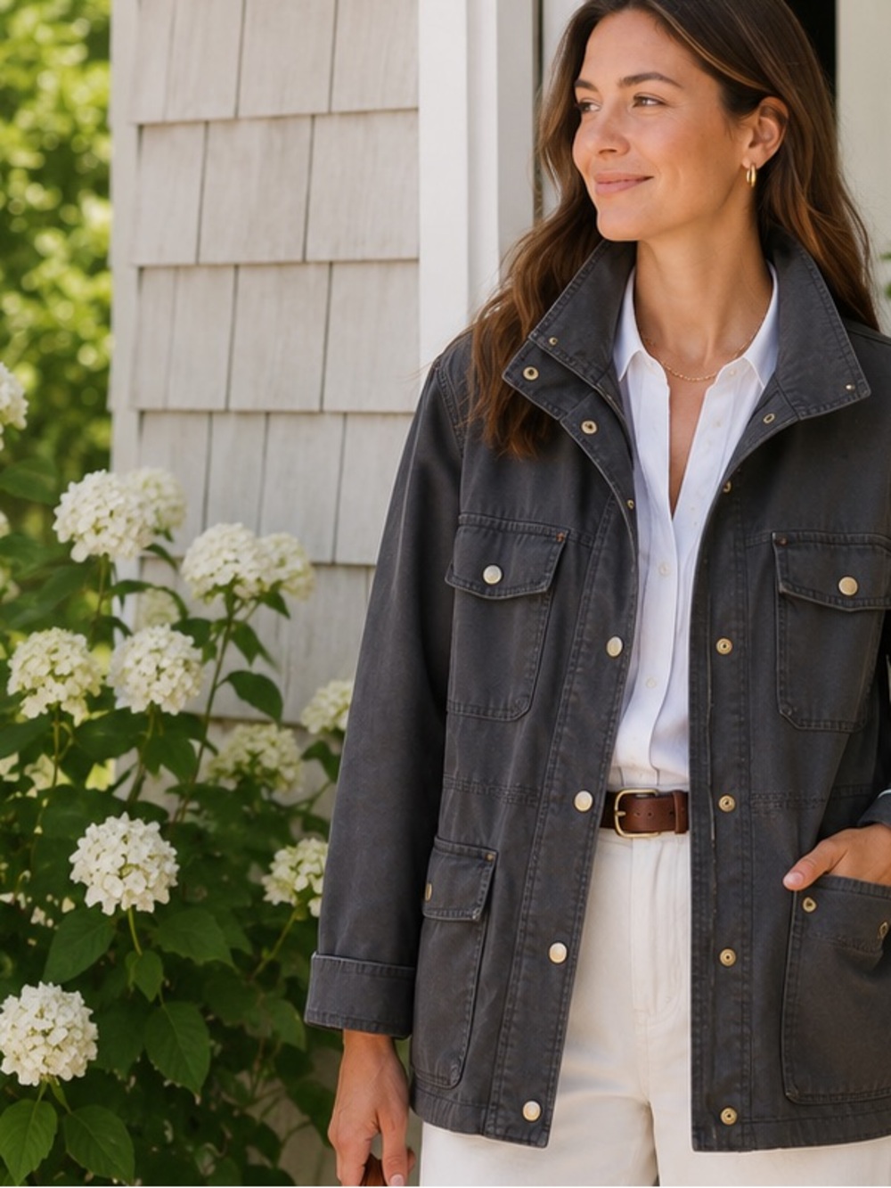J. Crew Classic Boyfriend Field Jacket Charcoal Gray 100% Cotton Utility Size XL